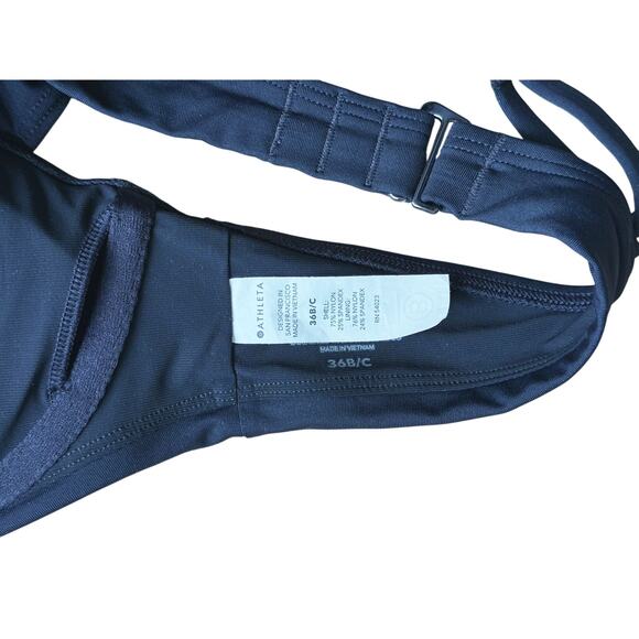Athleta Black Twist Front Tankini Swim Top 36 B/C Built-In Bra Swim Vacation - Picture 5 of 5